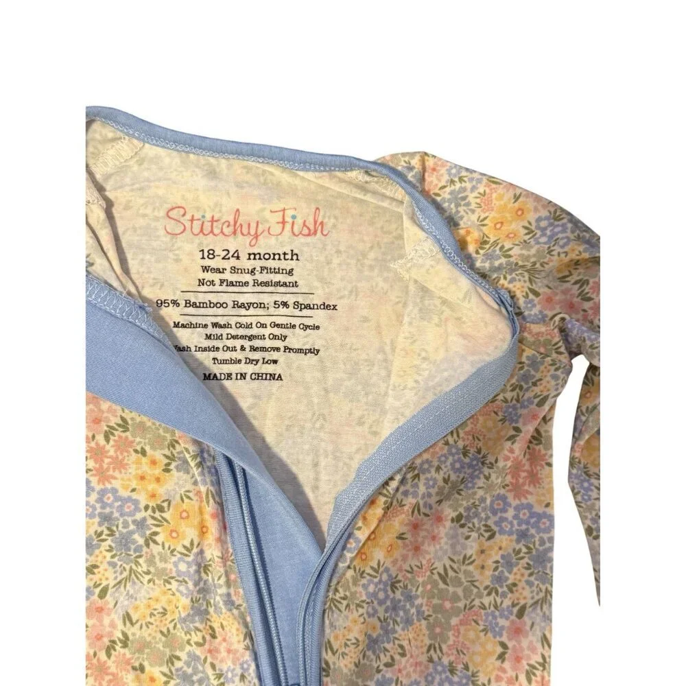 Stitchy Fish Infant Floral Zippered Pajamas 18-24M Bamboo